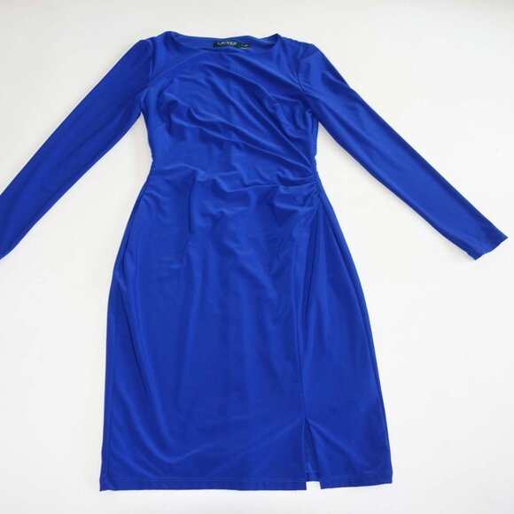 Lauren Ralph Lauren Women's Sheath Dress Size 2 Long Sleeves Blue Above Knee LRL - Picture 1 of 7